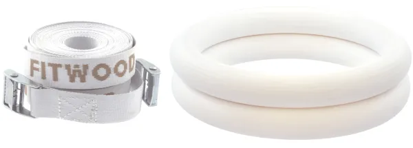 FitWood ULPU Voimistelurenkaat 28mm - Valkoinen pinta / Valkoinen hihna